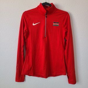 NEW Nike Womens Pro Elite Kenya 3/4 Zip Pullover Long Sleeve 801450-611 Size S